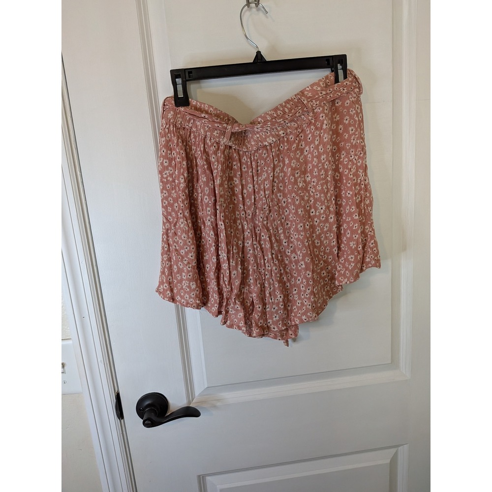 Wallflower Womens Pink Floral Two Piece Set‎ Top and Shorts Size L Boho Summer - Picture 6 of 8